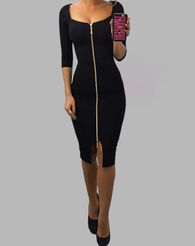 Women Sexy Party Tight Dress Autumn Long Sleeve Square Neck