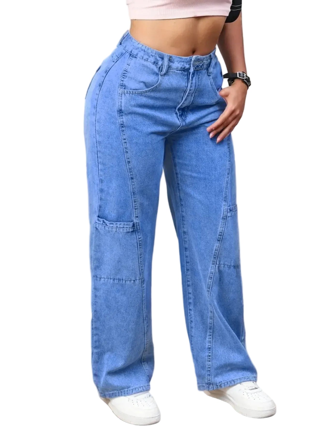 Women's Wide-Leg Casual Trousers Denim Stretch