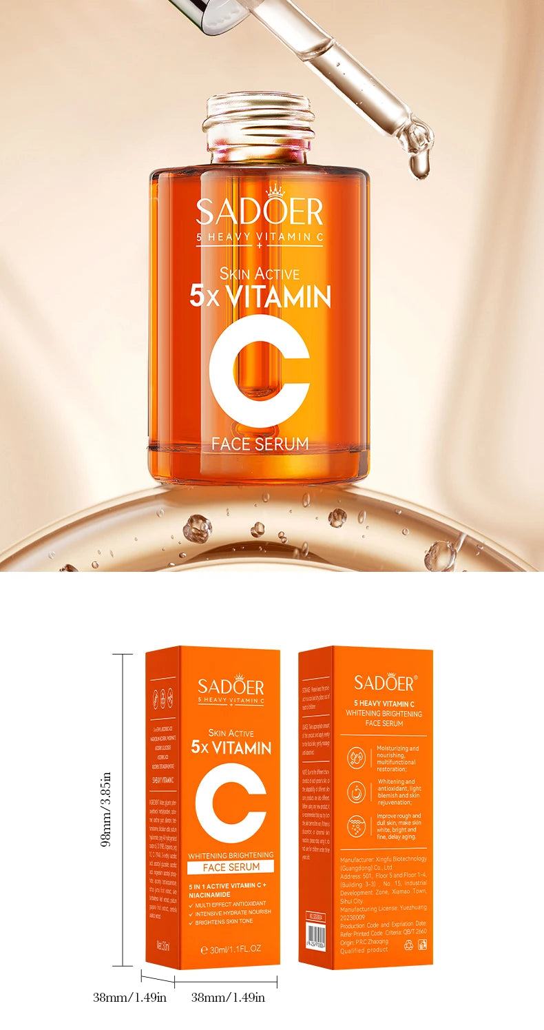 Sadoer Vitamin C Whitening Face Serum for Facial Moisturizing Anti Wrinkles
