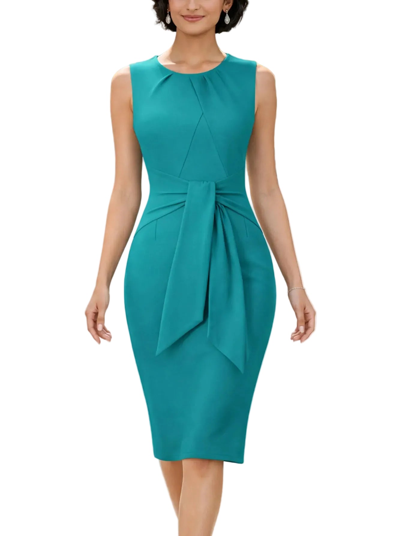 Crew Neck Sleeveless Vintage Slim Cocktail Party Business