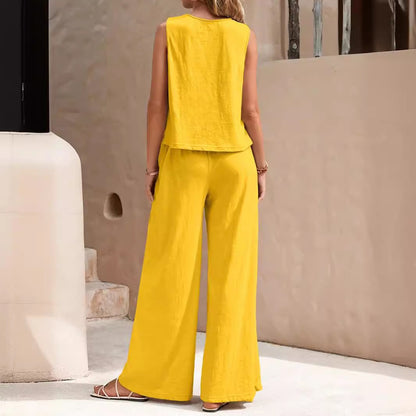 Solid Color Casual Loose Pants Sets For Women Elegant Spring Summer Women