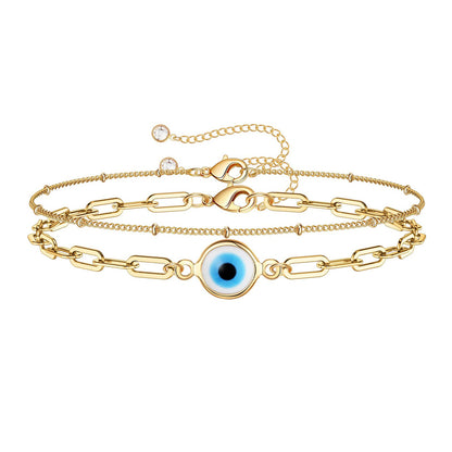 Dainty Gold Bracelets For Women, 14K Gold Filled Adjustable Layered