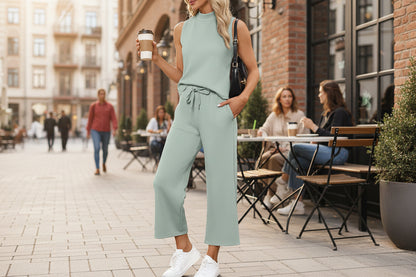 Sleeveless Top Wide Leg Cropped Pants