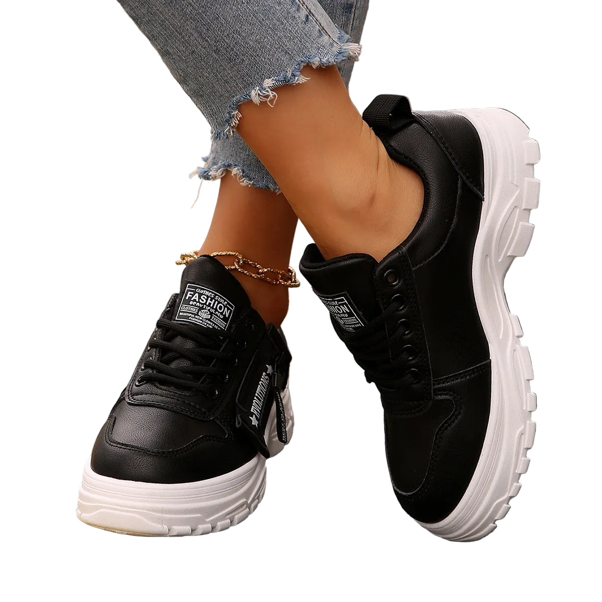 Sports Shoes With Side-Zipper Design Fashion