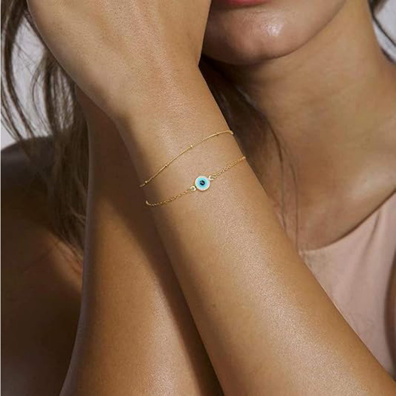 Dainty Gold Bracelets For Women, 14K Gold Filled Adjustable Layered