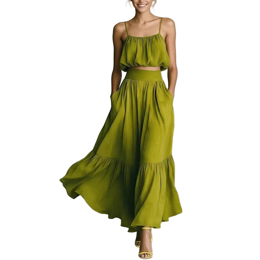 Two-piece High-waist Flared Skirt Set