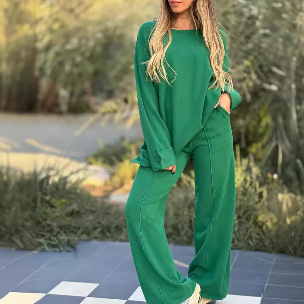 Casual Set Solid Color Long