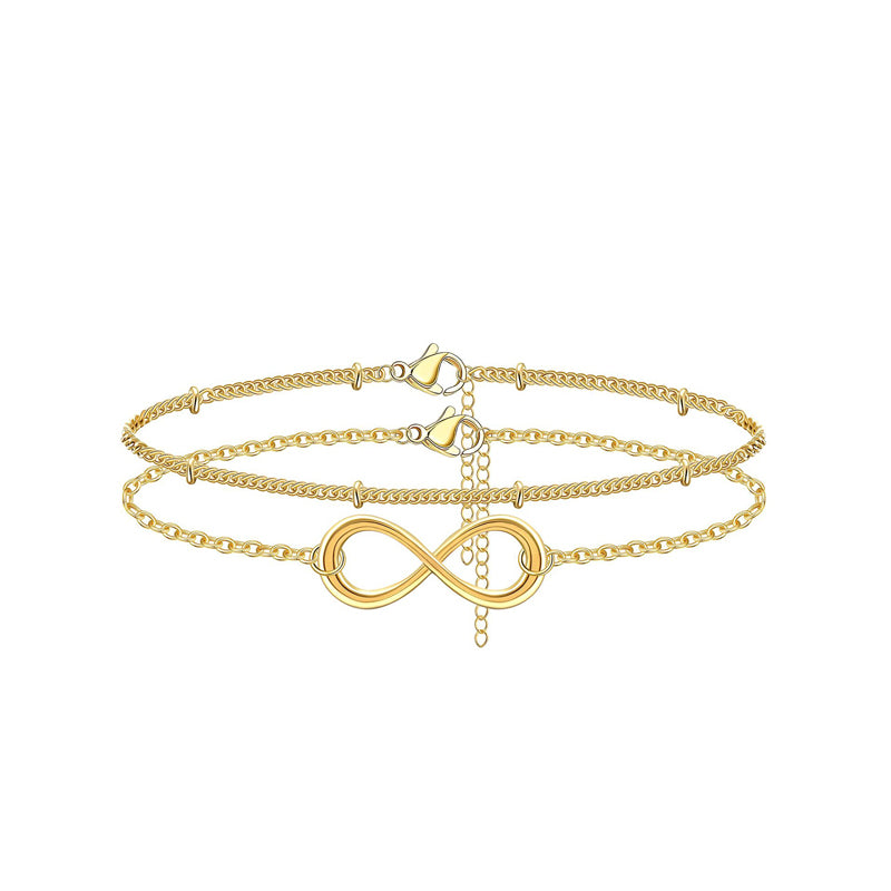 Dainty Gold Bracelets For Women, 14K Gold Filled Adjustable Layered