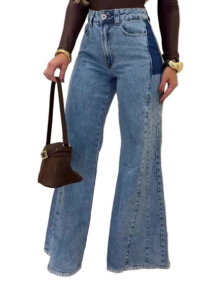 Trendy Light Blue High - Waisted Flared Jeans