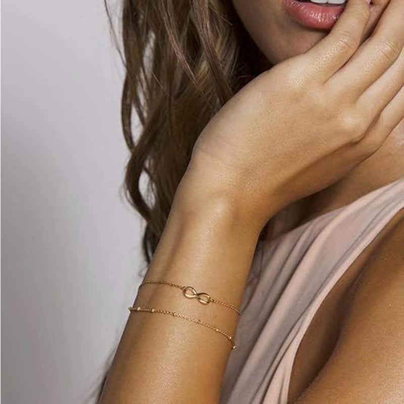 Dainty Gold Bracelets For Women, 14K Gold Filled Adjustable Layered