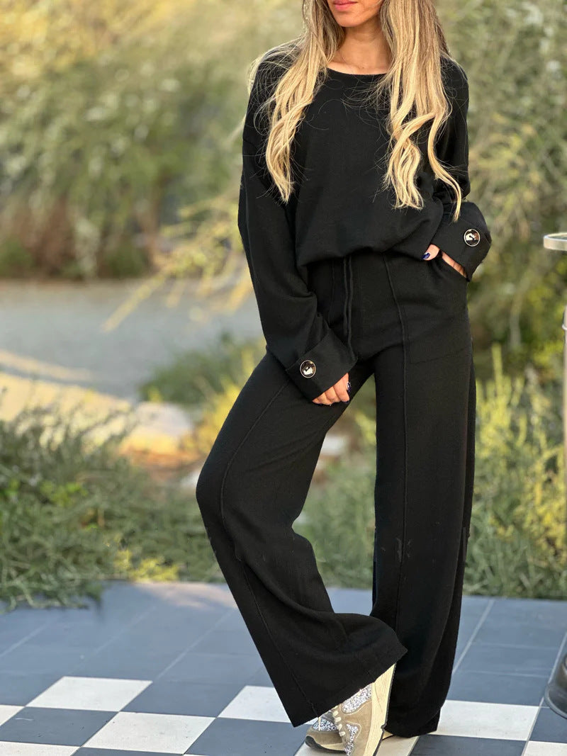 Casual Set Solid Color Long