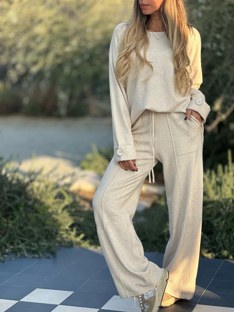 Casual Set Solid Color Long