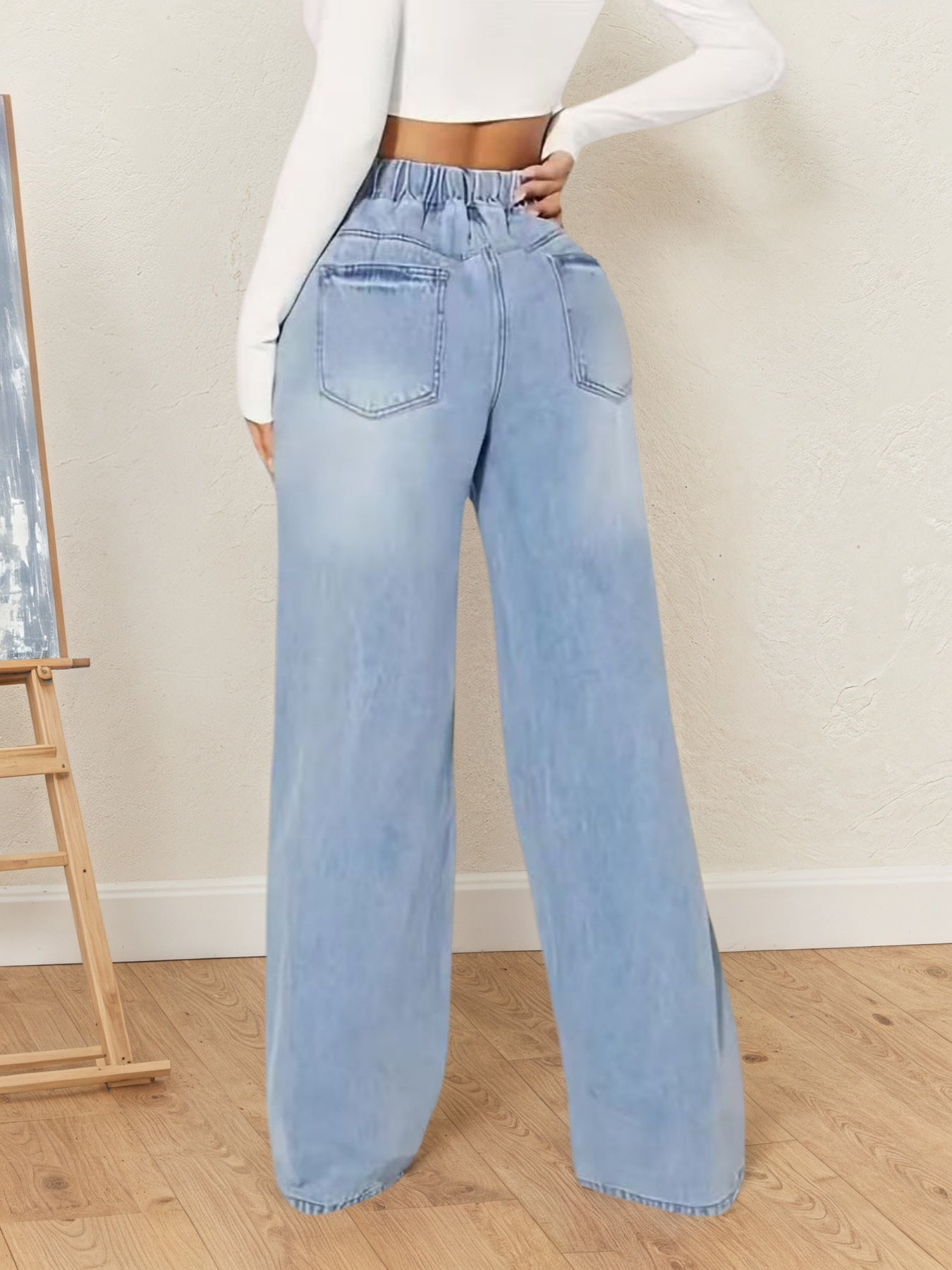 Women Casual Fashion High-waisted Denim Pants