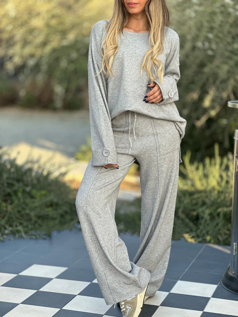 Casual Set Solid Color Long