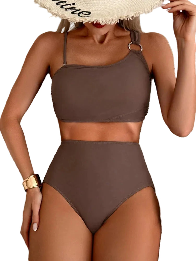Women's Minimalist Asymmetrical Split Style Quick Drying Bikini Swimsuit