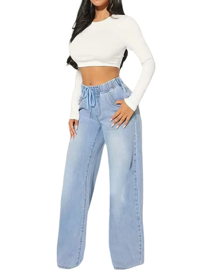 Women Casual Fashion High-waisted Denim Pants