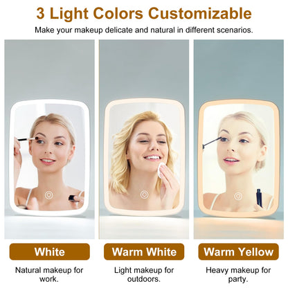 1Pc 5.98x8.62in Lighted Makeup Mirror Vanity Desk Mirror Small LED