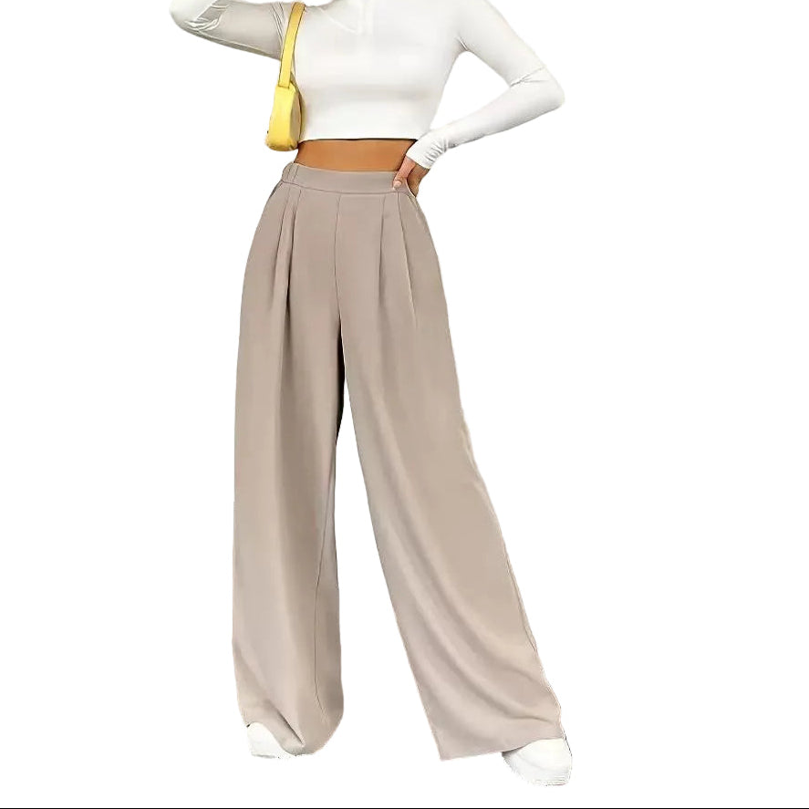 Elegant High Waist Wide Leg Straight Casual Pants