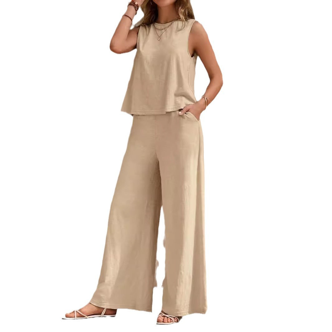 Solid Color Casual Loose Pants Sets For Women Elegant Spring Summer Women
