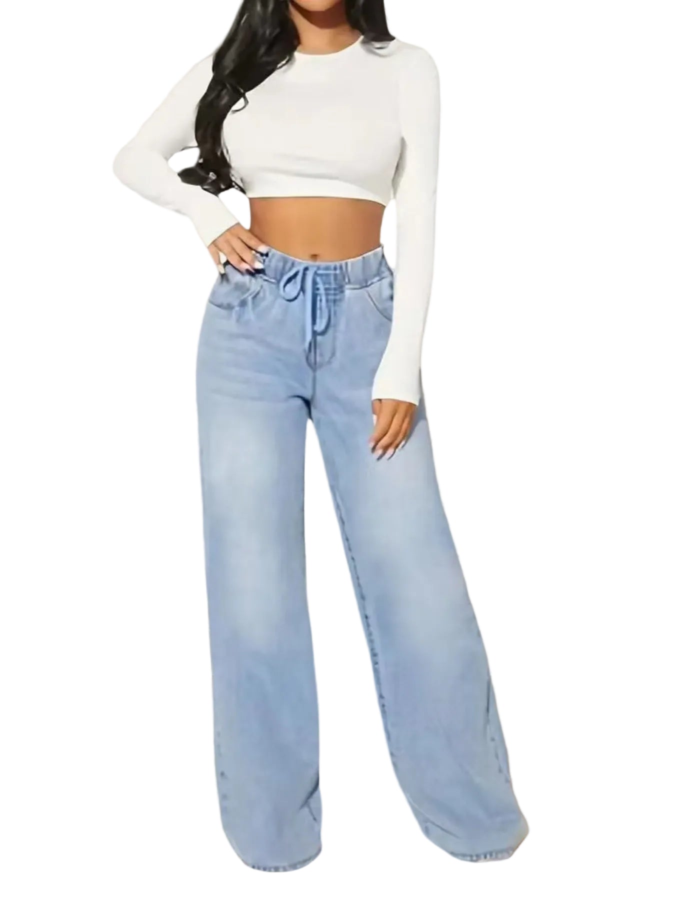 Women Casual Fashion High-waisted Denim Pants