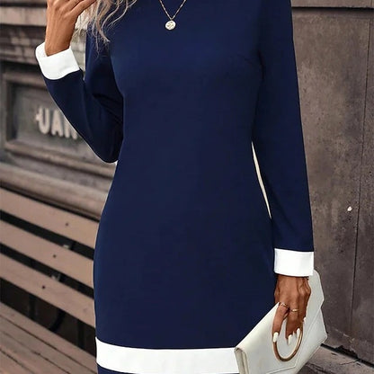 Fashion European And American Style Tight Color-matching Dress Long