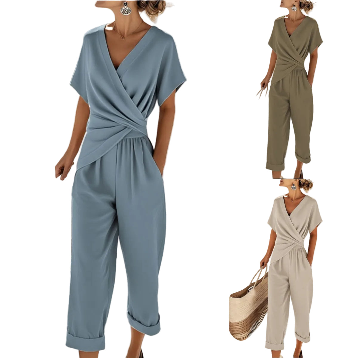 Women's Two Pieces Set Fashion Solid Color Irregular Short Sleeve Suit Summer