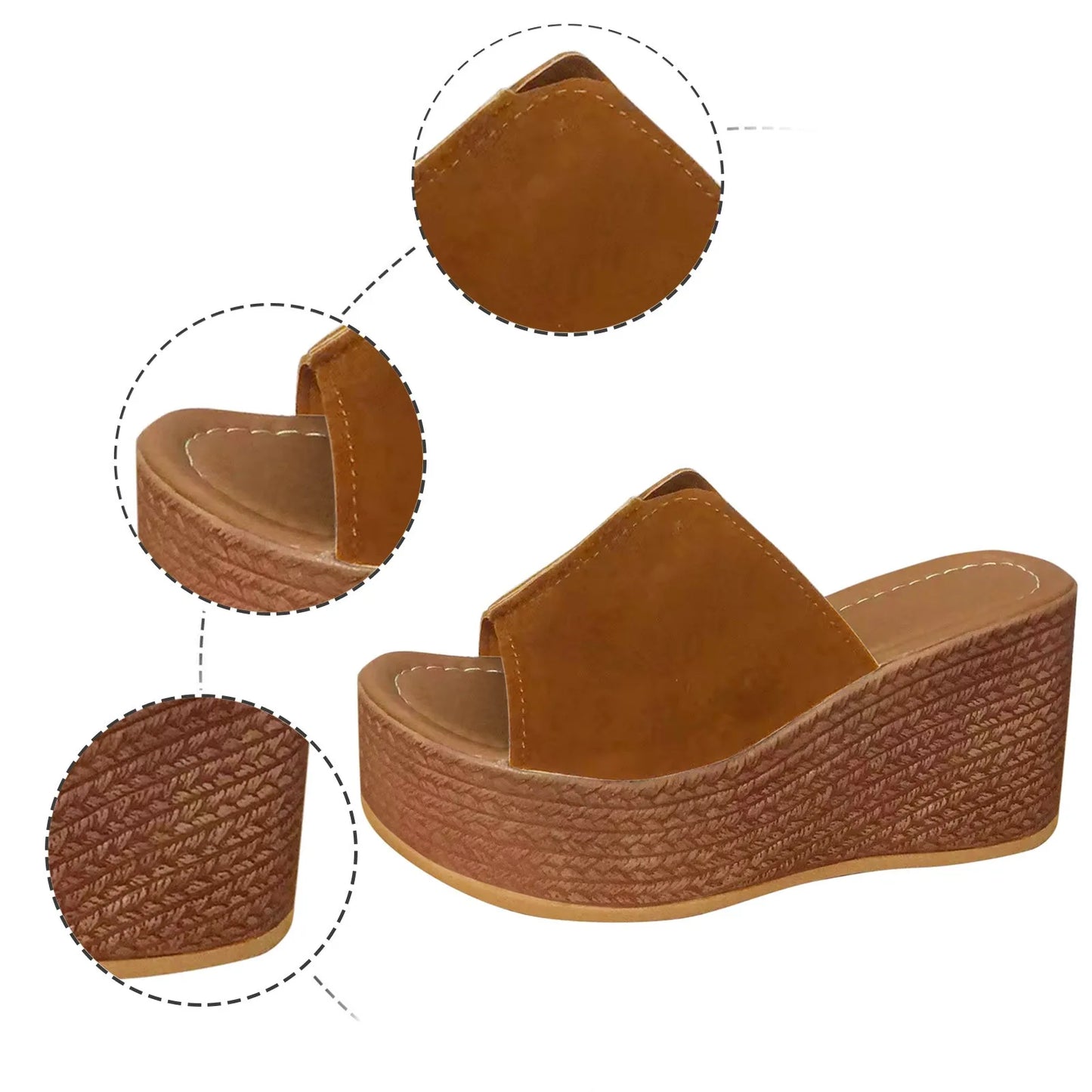 Women Shoes Casual Sandals Vacation Brown Wedge Heel Women'S Sandals Women'S Brown Wedge Platform Sandals SandáLias Femininas