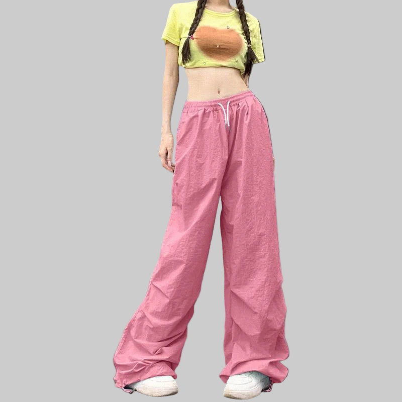 Xpqbb Y2K Parachute Black Pants Women Hip Hop Streetwear Oversize Pockets Cargo Trousers Harajuku Wide Leg Baggy Sweatpants Lady