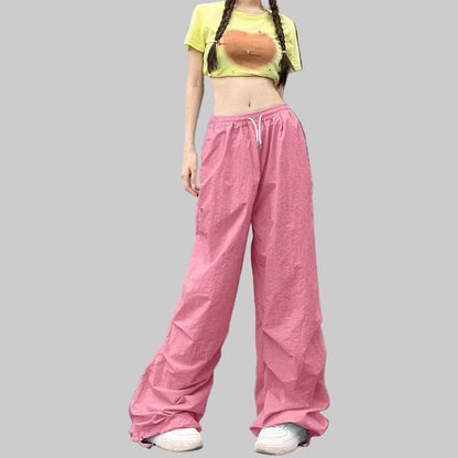 Xpqbb Y2K Parachute Black Pants Women Hip Hop Streetwear Oversize Pockets Cargo Trousers Harajuku Wide Leg Baggy Sweatpants Lady