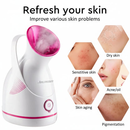 Facial Steamer - Nano Ionic Face Steamer Warm Mist Steamer for Home Sauna SPA, Humidifier for Face Steamer for Deep Cleaning