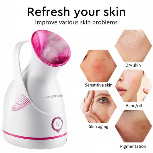 Facial Steamer - Nano Ionic Face Steamer Warm Mist Steamer for Home Sauna SPA, Humidifier for Face Steamer for Deep Cleaning