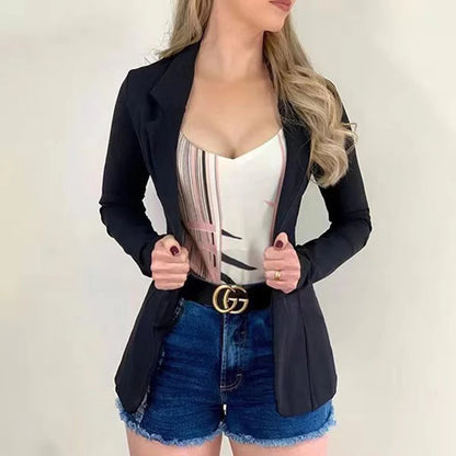 1) Women's Blazer 2024 Formal Blazer Women's Office Work Set Pocket Jacket Coat Loose women's wear