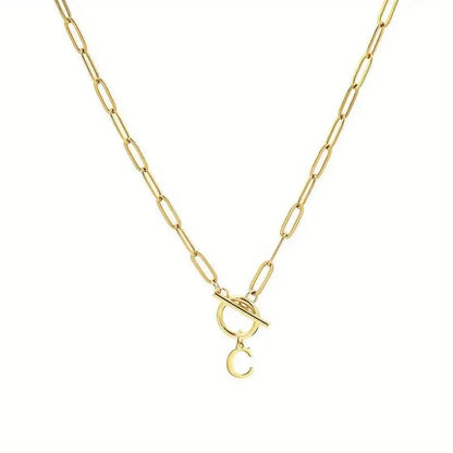 English Letter Initial Necklace 18K Gold Plated Stainless