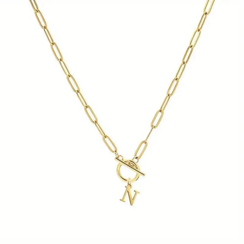 English Letter Initial Necklace 18K Gold Plated Stainless
