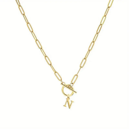 English Letter Initial Necklace 18K Gold Plated Stainless