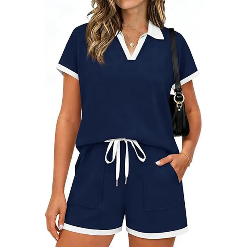 Women T-Shirt Shorts Suit Set Casual