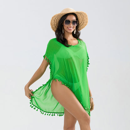 Trim Bikini Cover Up Beach Dress Women See