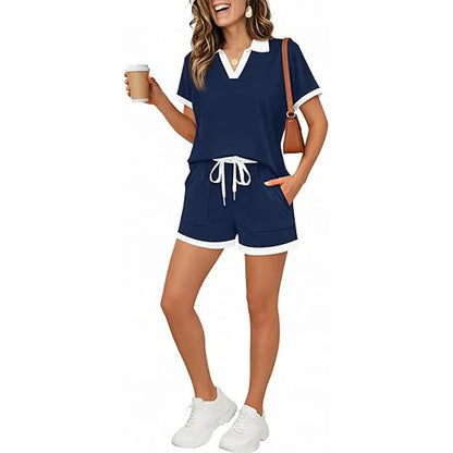 Women T-Shirt Shorts Suit Set Casual