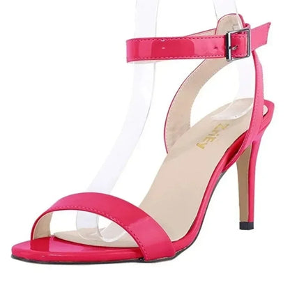 5) Women Sandals Pumps Summer Sexy Open Toe Ankle Strap 9cm Mid High Heels Ladies Buckle Stilettos Thin Heel Party Wedding Shoes