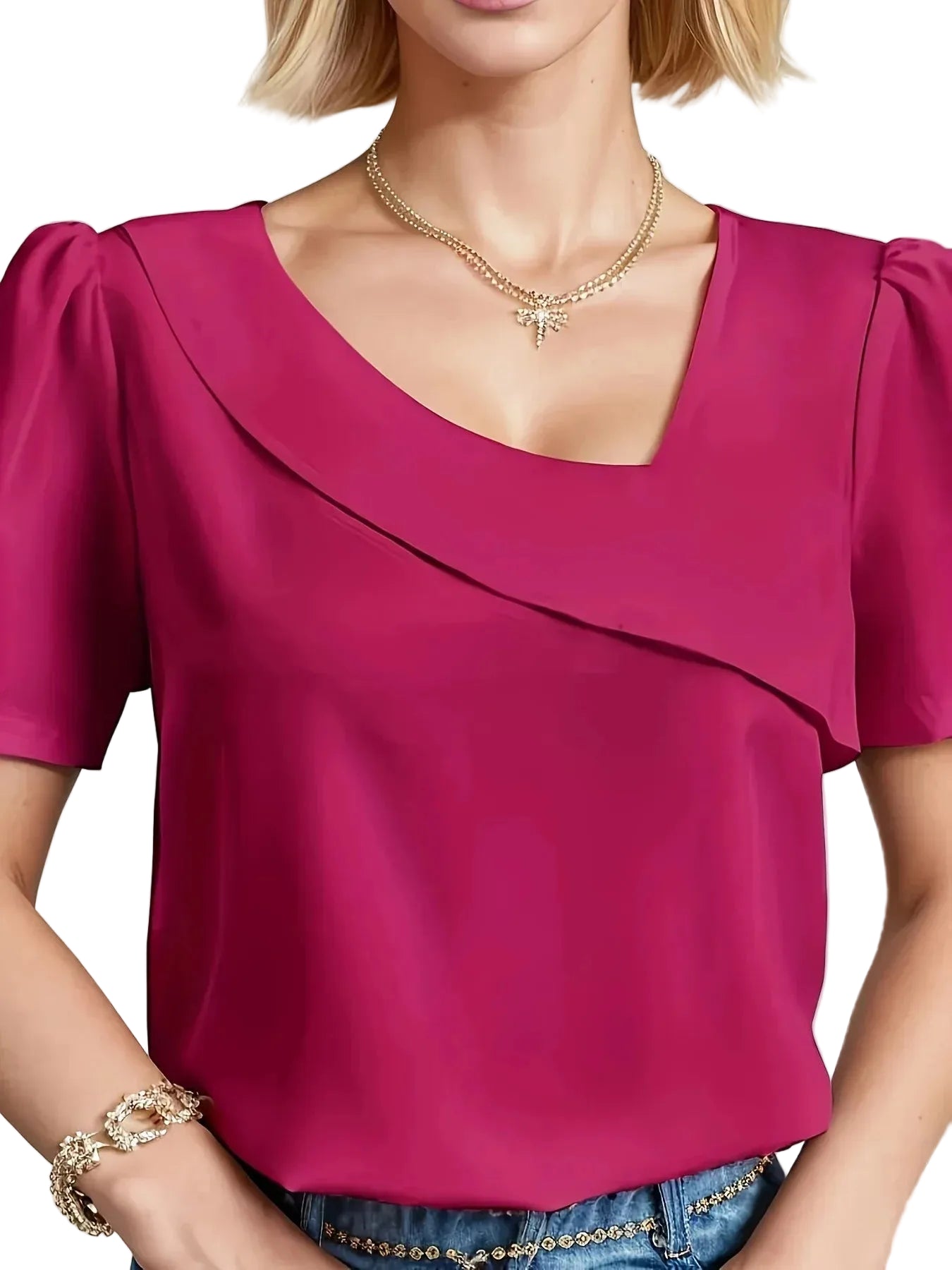 Plus SizeTemperament Blouse Casual Loose Woman Shirt Elegant Short