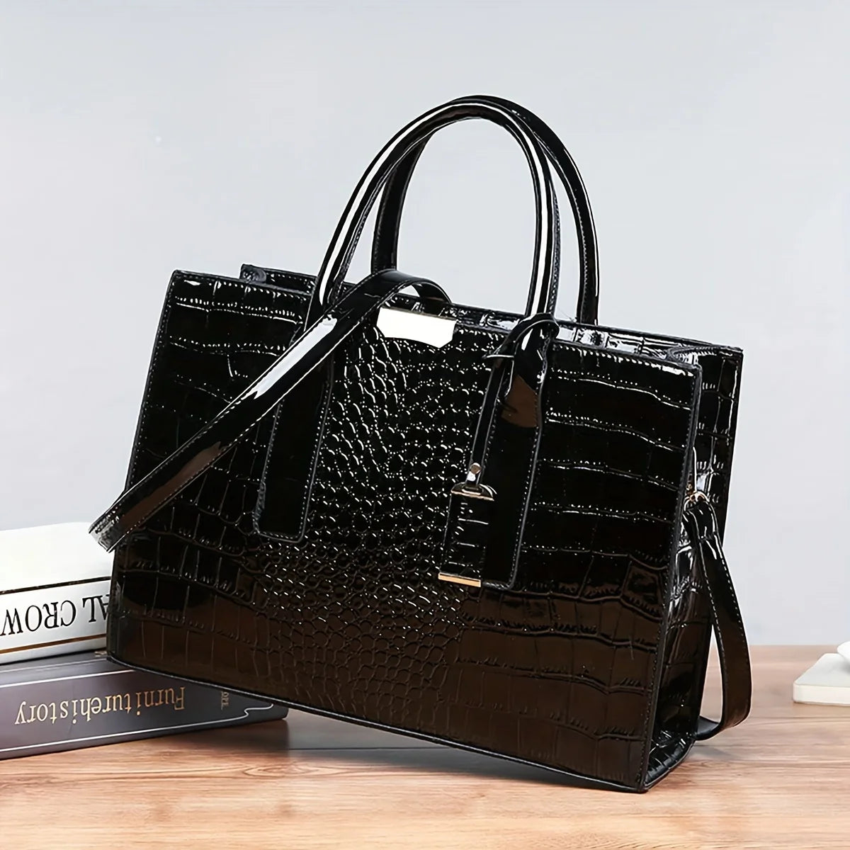 Women's Large Capacity Tote Bag – Elegant PU Leather Shoulder Handbag with Zipper
