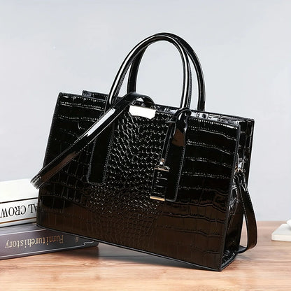 Women's Large Capacity Tote Bag – Elegant PU Leather Shoulder Handbag with Zipper