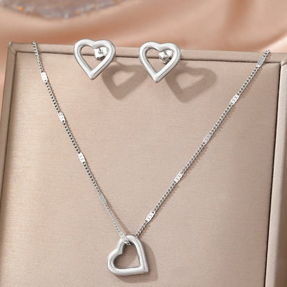 Stainless Steel Jewelry Set Necklace Earrings with New Romantic Love Pendant