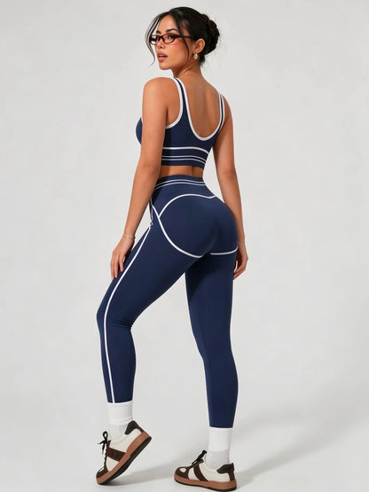 Women's 2-Piece Activewear Set - Crop Tank Top & High Rise Leggings