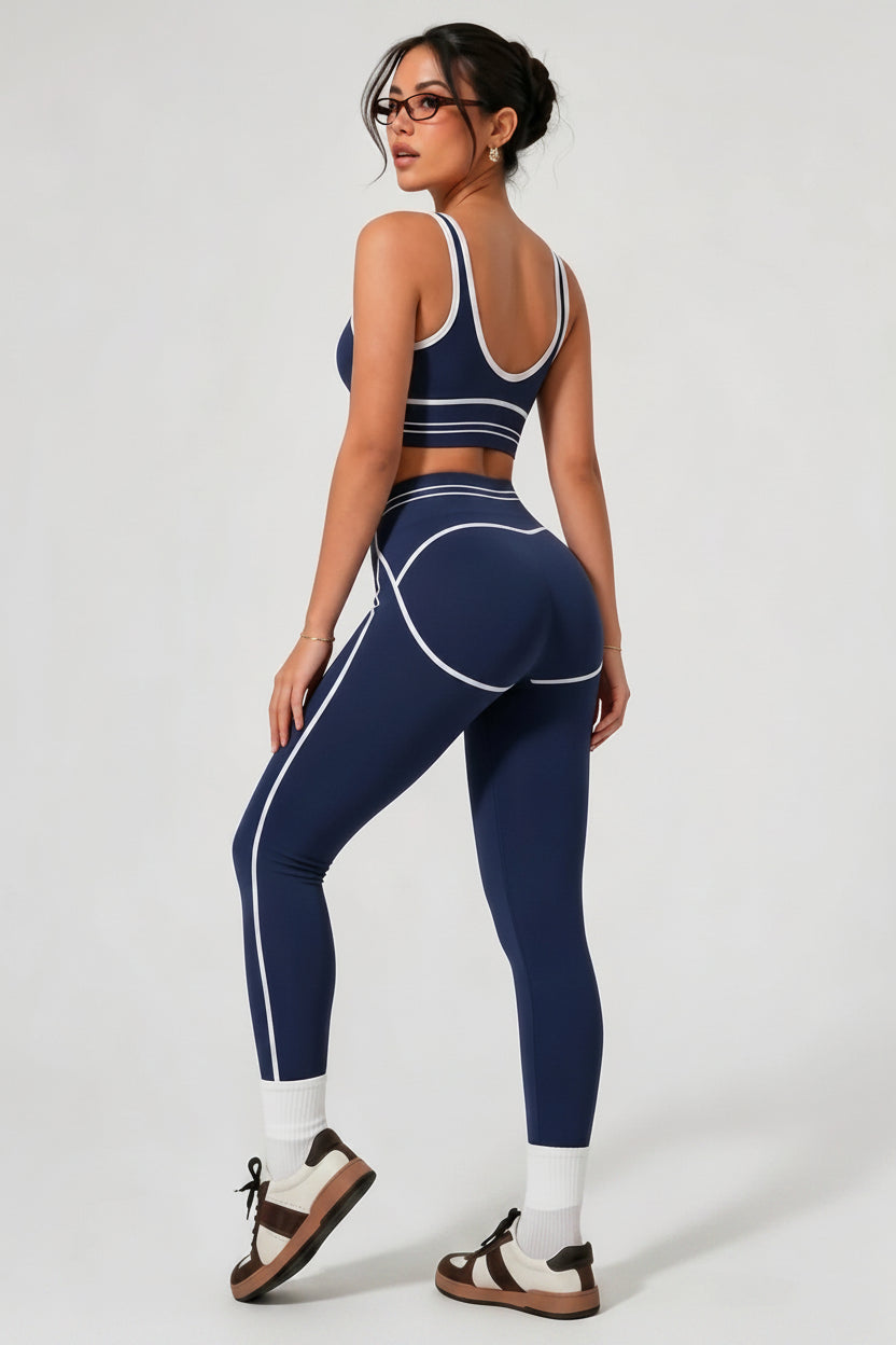 Women's 2-Piece Activewear Set - Crop Tank Top & High Rise Leggings