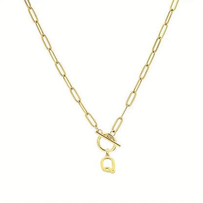 English Letter Initial Necklace 18K Gold Plated Stainless