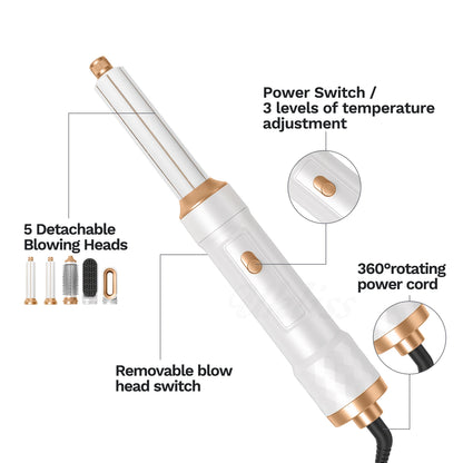 UKLISS Airstyler Pro 5 en 1 — Secador, Rizador, Alisador y Cepillo Térmico
