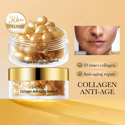 30pcs SADOER Anti Wrinkle Collagen Face Serum Capsule Facial Moisturizing