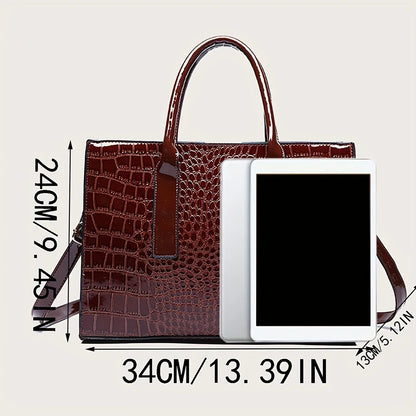 Women's Large Capacity Tote Bag – Elegant PU Leather Shoulder Handbag with Zipper