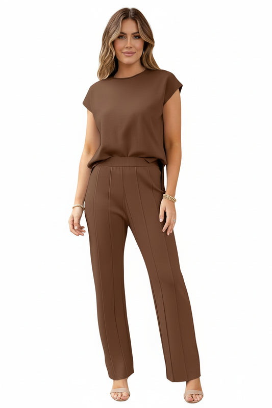 Women's 2-Piece Summer Set – Sleeveless Top & Wide Leg Pants (2025)